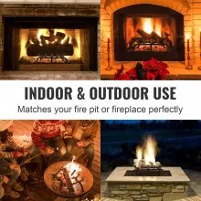 VEVOR Fireplace Log Grate, 24 inch Heavy Duty Fireplace Grate with 6 Support Legs, 3/4’’ Solid Powder-coated Steel Bars, Log Firewood Burning Rack Holder for Indoor and Outdoor Fireplace