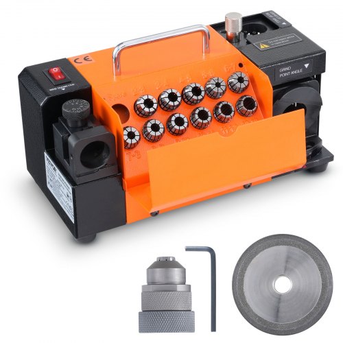 VEVOR Drill Bits Sharpener, MR-13A Bits Grinder Sharpener 3-13mm, 95° to 135° Point Angle Adjustable Drill Bit Re-Sharpener, Portable Sharpening Machine with 11 Collets, CBN & SDC Wheel