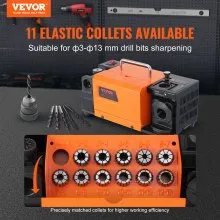 VEVOR MR-13B Drill Bits Sharpener, 3-13mm Drill Bits Grinder Sharpener, Lip Relief Angle & 95°-135° Point Angle Adjustable Drill Bit Re-Sharpener, Portable Sharpening Machine with 11 Collets, CBN & SDC Wheel
