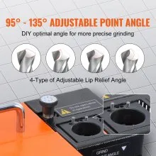 VEVOR MR-13B Drill Bits Sharpener, 3-13mm Drill Bits Grinder Sharpener, Lip Relief Angle & 95°-135° Point Angle Adjustable Drill Bit Re-Sharpener, Portable Sharpening Machine with 11 Collets, CBN & SDC Wheel