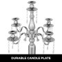 5 Arm Candelabra Gothic Candelabra With Acrylic Drops 25.2 Inch Tall Silver