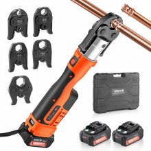 VEVOR Press Tool, 18V Electric Crimping Tool for 1/2", 3/4", 1", 1-1/4", 1-1/2", 2" Copper Pipes, 32KN Press Tool Compatible with ProPress - with 6 VUS Jaws, 2PCS 4AH Batteries, Charger & Toolbox