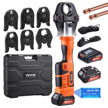 VEVOR Press Tool, 18V Electric Crimping Tool for 1/2", 3/4", 1", 1-1/4", 1-1/2", 2" Copper Pipes, 32KN Press Tool Compatible with ProPress - with 6 VUS Jaws, 2PCS 4AH Batteries, Charger & Toolbox