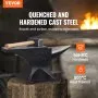 VEVOR Single Horn Anvil, 29.9 kg Cast Steel Anvil, High Hardness Rugged Round Horn Anvil Blacksmith, Large Countertop and Stable Base, with Round and Square Hole, Metalsmith Tool for Bending and Shaping