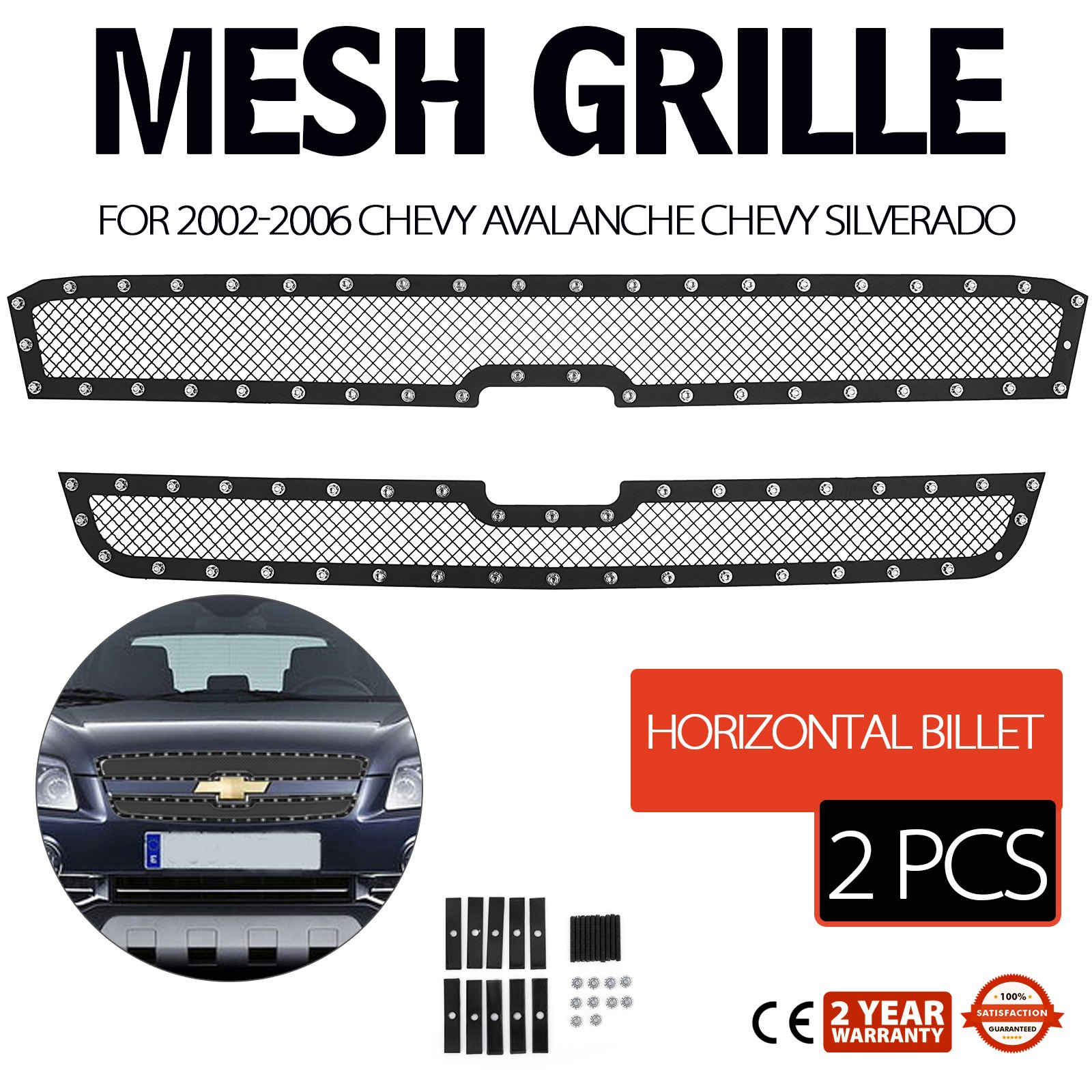 Vevor Chevy 2003-06 Avalanche/2005 Silverado 1500 Upper Rivet Mesh Grille Grill Insert