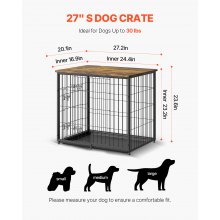 Dog Crate Furniture 27 in Indoor Wooden Dog Kennel with Tray Heavy Duty