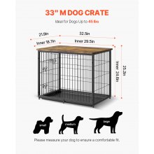 Dog Crate Furniture 33 in Indoor Wooden Dog Kennel with Tray Heavy Duty