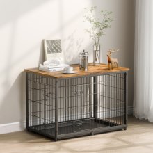 Dog Crate Furniture 38 in Indoor Wooden Dog Kennel with Tray Heavy Duty