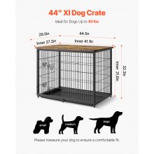 Dog Crate Furniture 44 in Indoor Wooden Dog Kennel with Tray Heavy Duty