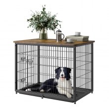 Dog Crate Furniture 44 in Indoor Wooden Dog Kennel with Tray Heavy Duty