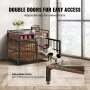 VEVOR Furniture Style Dog Crate with Storage, 104.1 cm Dog Crate Furniture Large Breed with Double Doors, Wooden Dog Cage for Large/Medium Dog Indoor, Hold up to 31.8 kg, Rustic Brown