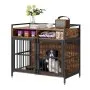 VEVOR Furniture Style Dog Crate with Storage, 104.1 cm Dog Crate Furniture Large Breed with Double Doors, Wooden Dog Cage for Large/Medium Dog Indoor, Hold up to 31.8 kg, Rustic Brown