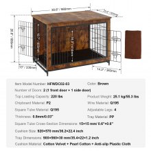VEVOR Hundbursmöbler, 38 tums Hundlåda i trä med dubbla dörrar, Kraftig Hundbursändbord med avtagbar låda för flera ändamål, Modern Hundkennel inomhus för hundar upp till 70lb, Rustikbrun