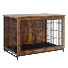 VEVOR Dog Crate Furniture, 38 inch Wooden Dog Crate with Double Doors, Heavy-Duty Dog Cage End Table with Multi-Purpose Removable Tray, Modern Dog Kennel Indoor for Dogs up to 70lb, Rustic Brown
