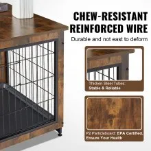 VEVOR Dog Crate Furniture, 38.6 inch Wooden Dog Crate with Double Doors, Heavy-Duty Dog Cage End Table with Multi-Purpose Removable Tray, Modern Dog Kennel Indoor for Dogs up to 70lb, Rustic Brown