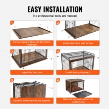 VEVOR Dog Crate Furniture, 38.6 inch Wooden Dog Crate with Double Doors, Heavy-Duty Dog Cage End Table with Multi-Purpose Removable Tray, Modern Dog Kennel Indoor for Dogs up to 70lb, Rustic Brown