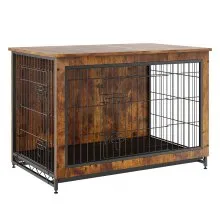 VEVOR Dog Crate Furniture, 38.6 inch Wooden Dog Crate with Double Doors, Heavy-Duty Dog Cage End Table with Multi-Purpose Removable Tray, Modern Dog Kennel Indoor for Dogs up to 70lb, Rustic Brown