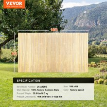 VEVOR Natural Bamboo Slat Screening Privacy Φράχτης Bamboo Slat 6 ft H x 16 ft L