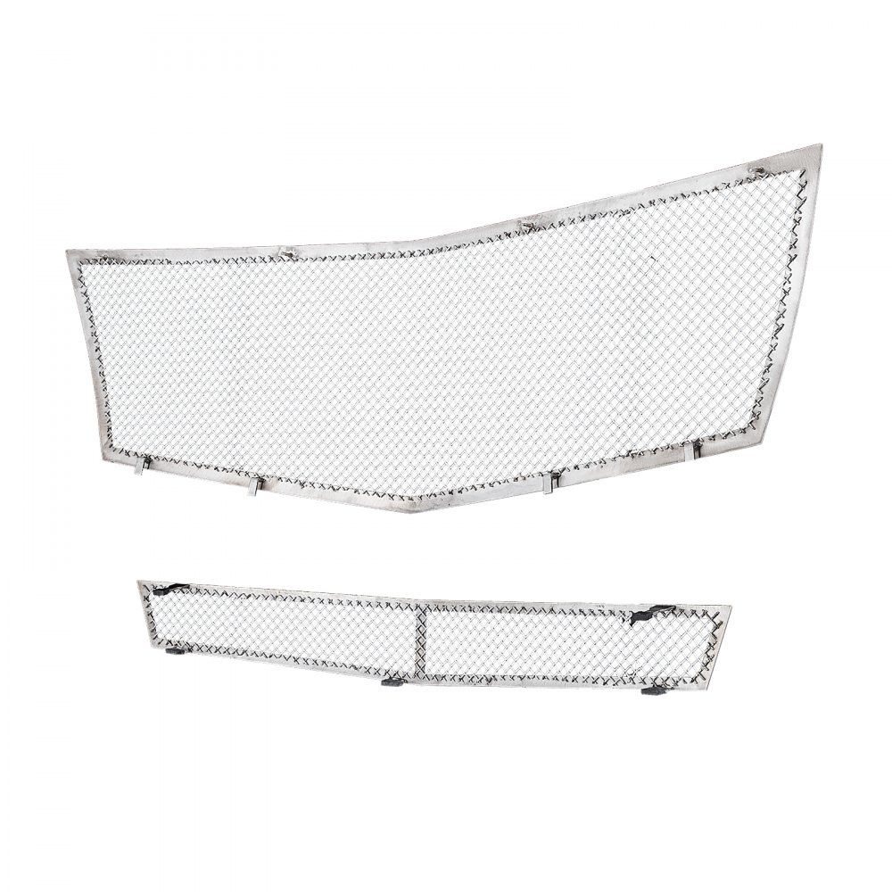 Mesh Grille Combo Fits 2008-2013 Cadillac CTS Stainless Steel Upper+Lower Bumper