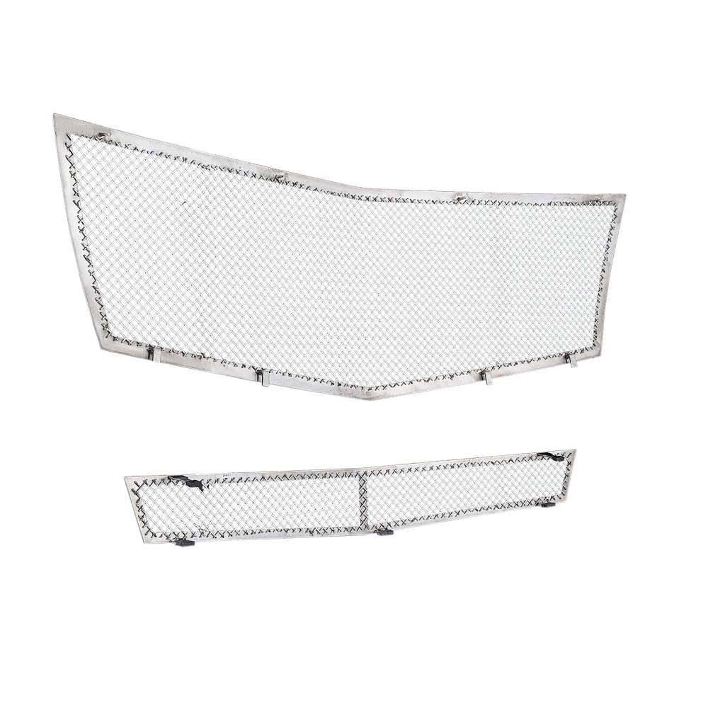Mesh Grille Combo Fits 2008-2013 Cadillac CTS Stainless Steel Upper+Lower Bumper