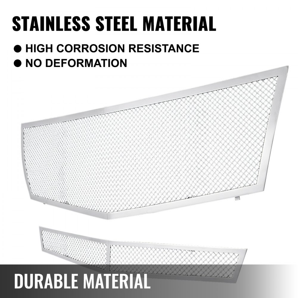 Mesh Grille Combo Fits 2008-2013 Cadillac CTS Stainless Steel Upper+Lower Bumper