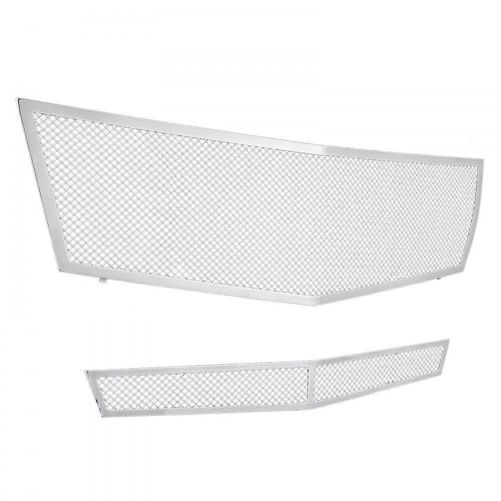 Mesh Grille Combo Fits 2008-2013 Cadillac CTS Stainless Steel Upper+Lower Bumper