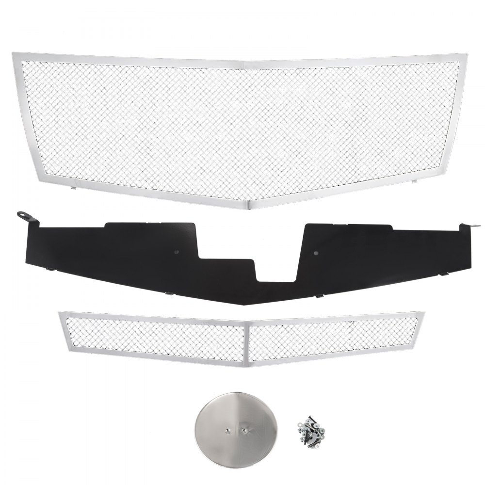 Mesh Grille Combo Fits 2008-2013 Cadillac CTS Stainless Steel Upper+Lower Bumper