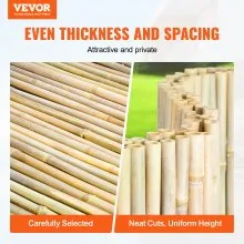 VEVOR Natural Rolled Bamboo Fence Bamboo Panel 4 ft H x 6 ft L x 0.75 in D.