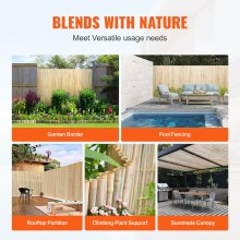 VEVOR Natural Rolled Bamboo Fence Bamboo Panel 4 ft H x 8 ft L x 0.75 in D.