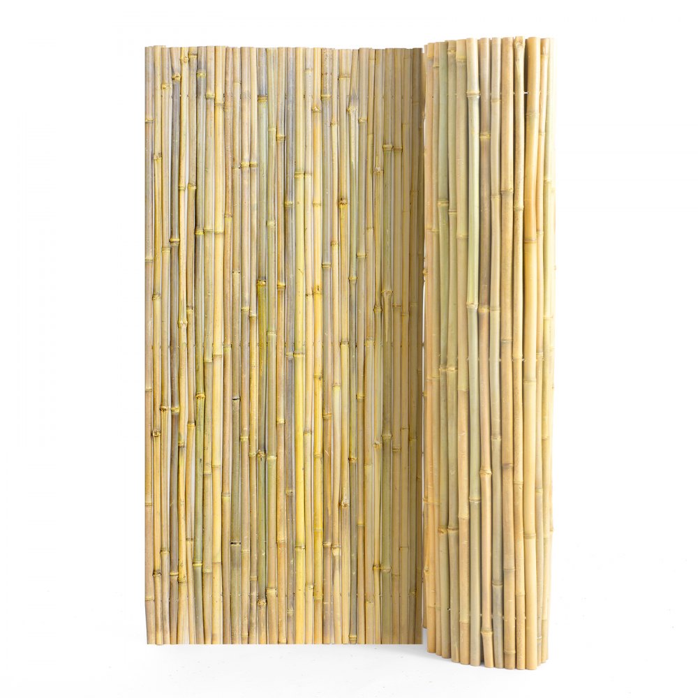 VEVOR Natural Rolled Bamboo Fence Bamboo Panel 6 ft H x 8 ft L x 0.75 in D.