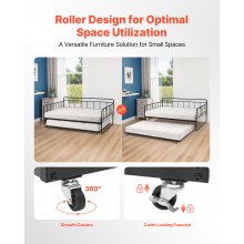 VEVOR Full Size Daybed Frame Metal Day Bed with Trundle and Metal Slats