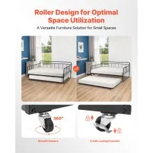 VEVOR Full Size Daybed Frame Metal Day Bed with Trundle and Metal Slats