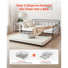 VEVOR Full Size Daybed Frame Metal Day Bed with Trundle and Metal Slats
