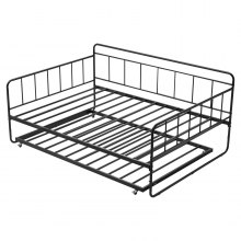 VEVOR Full Size Daybed Frame Metal Day Bed with Trundle and Metal Slats