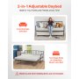 VEVOR Twin Daybed Frame Height Adjustable DayBed w/ Trundle Charging Station LED