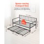 VEVOR Twin Daybed Frame Height Adjustable DayBed w/ Trundle Charging Station LED