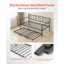 VEVOR Twin Daybed Frame Height Adjustable DayBed w/ Trundle Charging Station LED