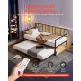 VEVOR Twin Daybed Frame Height Adjustable DayBed w/ Trundle Charging Station LED