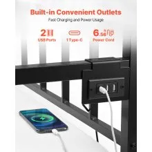 VEVOR Twin Daybed Frame Height Adjustable DayBed w/ Trundle Charging Station LED
