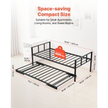 VEVOR Twin Size Daybed Frame Metal Day Bed with Trundle and Metal Slats