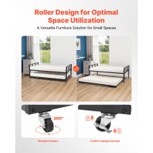 VEVOR Twin Size Daybed Frame Metal Day Bed with Trundle and Metal Slats