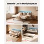 VEVOR Twin Daybed with Pop Up Trundle Metal Charging Station LED Light, for Living Room Bedroom Guest Room, Heavy Duty Twin Size Sofa Day Bed Frame, Height Adjustable, with Lockable Casters, Black