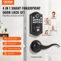 VEVOR Fingerprint Door Lock with 2 Level Handles, Keyless Entry Door Lock with Fingerprint/Keypad Code/Key, Auto Lock, Anti-Peeking Password, Electronic Keypad Deadbolt with 300 Users, for Front Door