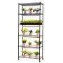 VEVOR Plant Shelf with Grow Light, 6-Tier Indoor Plant Stand, 180cm Tall Plants Display Rack with Wheels & 4/9/14H Timer, 150W 3-Color Full Spectrum Grow Lights, Flower Pot Holder for Seed Starting