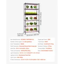 VEVOR Plant Shelf with Grow Light, 6-Tier Indoor Plant Stand, 71in Tall Indoor Plants Display Rack with Wheels & Timer, 150W 3800K Full Spectrum Grow Lights, Metal Flower Pot Holder for Seed Starting