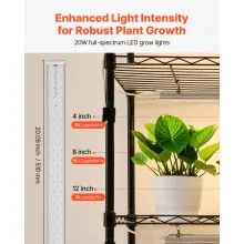 VEVOR Plant Shelf with Grow Light, 6-Tier Double-Row Plant Stand, 71in Tall Indoor Plants Display Rack with Wheels & Timer, 200W Full Spectrum Grow Lights, Metal Flower Pot Holder for Seed Starting