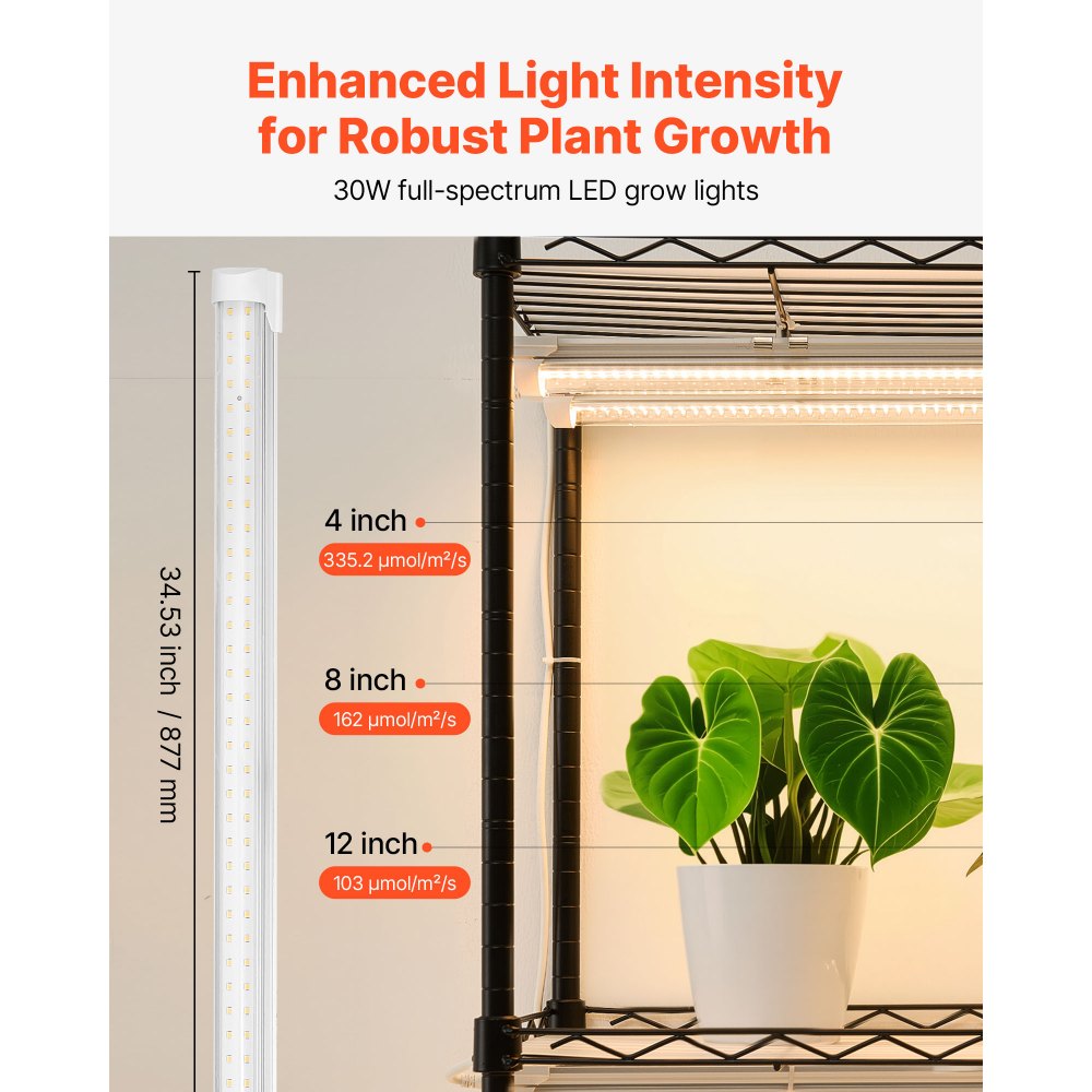 VEVOR Indoor Greenhouse with Grow Light, 59 in Tall 4-Tier Plant Stand with Clear Cover, Timer & Hygrometer, 180W Full Spectrum Grow Lights, Metal Lighted Plants Shelf Holder for Indoor Plants