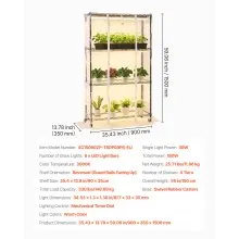 VEVOR Indoor Greenhouse with Grow Light, 59 in Tall 4-Tier Plant Stand with Clear Cover, Timer & Hygrometer, 180W Full Spectrum Grow Lights, Metal Lighted Plants Shelf Holder for Indoor Plants