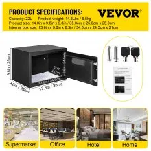 VEVOR Safe Box, 0.8 CU.FT Fingerprint Safe Box for Money w/ 2 Keys & Digital Keypad, Q235 Steel Safe Box for Storing Cash, Jewelry, Pistols, Documents, Watches in Home & Office & Hotel