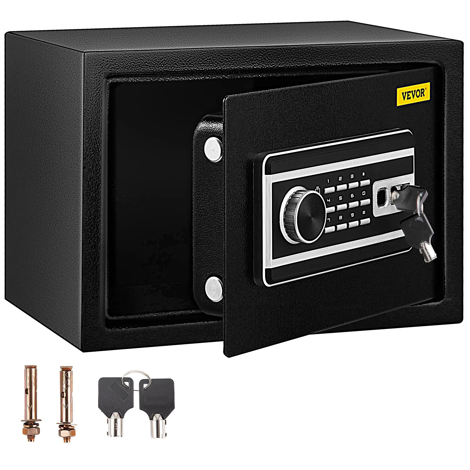 VEVOR Safe Box, 0.8 CU.FT Fingerprint Safe Box for Money with 2 Keys & Digital Keypad, Q235 Steel Safe Box for Storing Cash, Jewelry, Pistols, Documents, Watches in Home & Office & Hotel